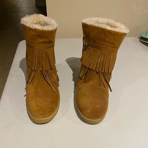 Tory Burch Tan Collins Fringe Boots